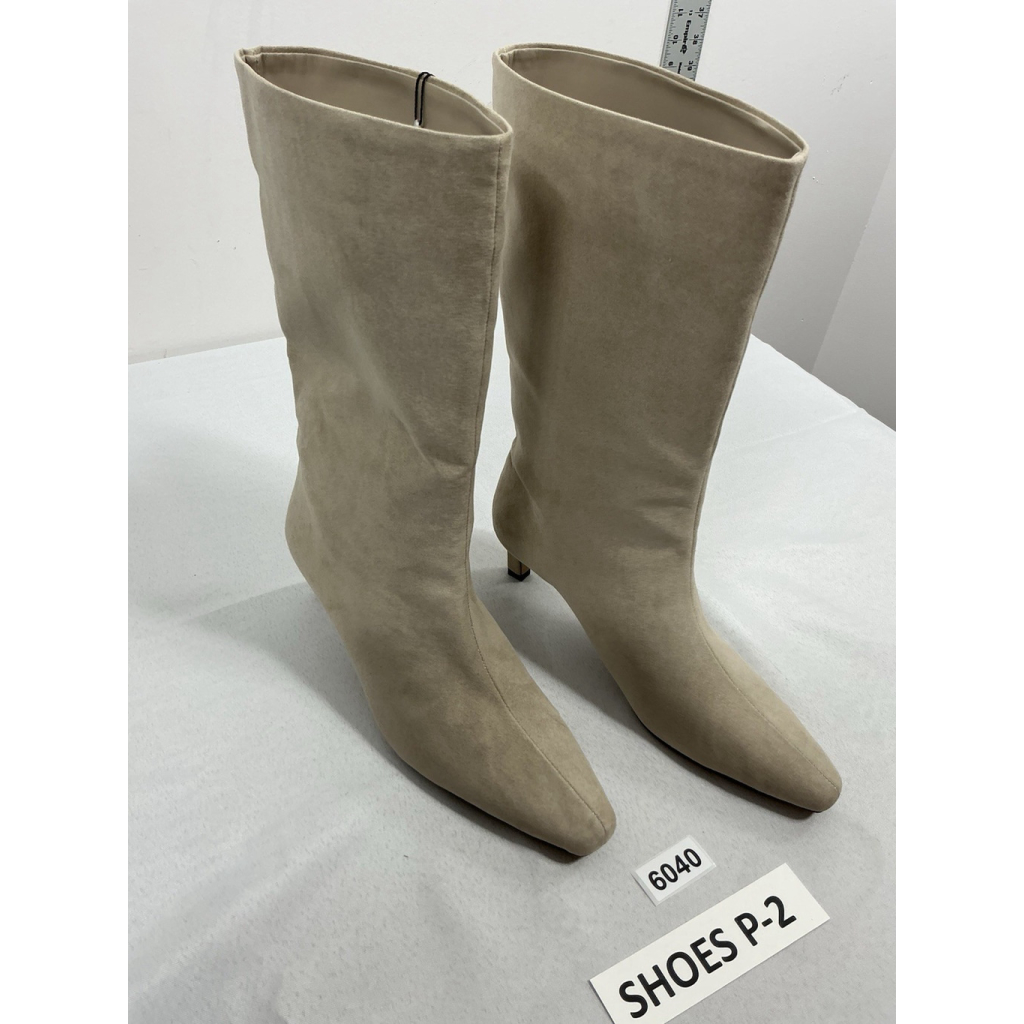Womans The Drop Pull On Midcalf Boots 8.5 Beige Heel Square Toe Nwt